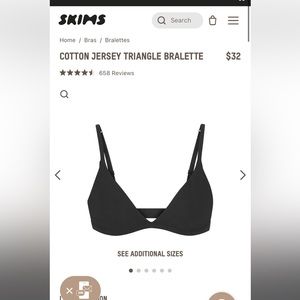 Skims cotton jersey triangle bralette NWT